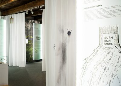 Death exhibition graphics text and illustration